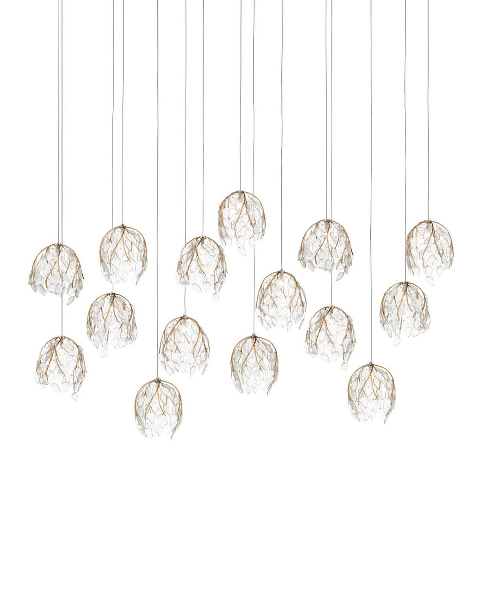 Currey and Company - 15 Light Pendant - Banyan - Antique Brass/Clear/Silver- Union Lighting Luminaires Decor