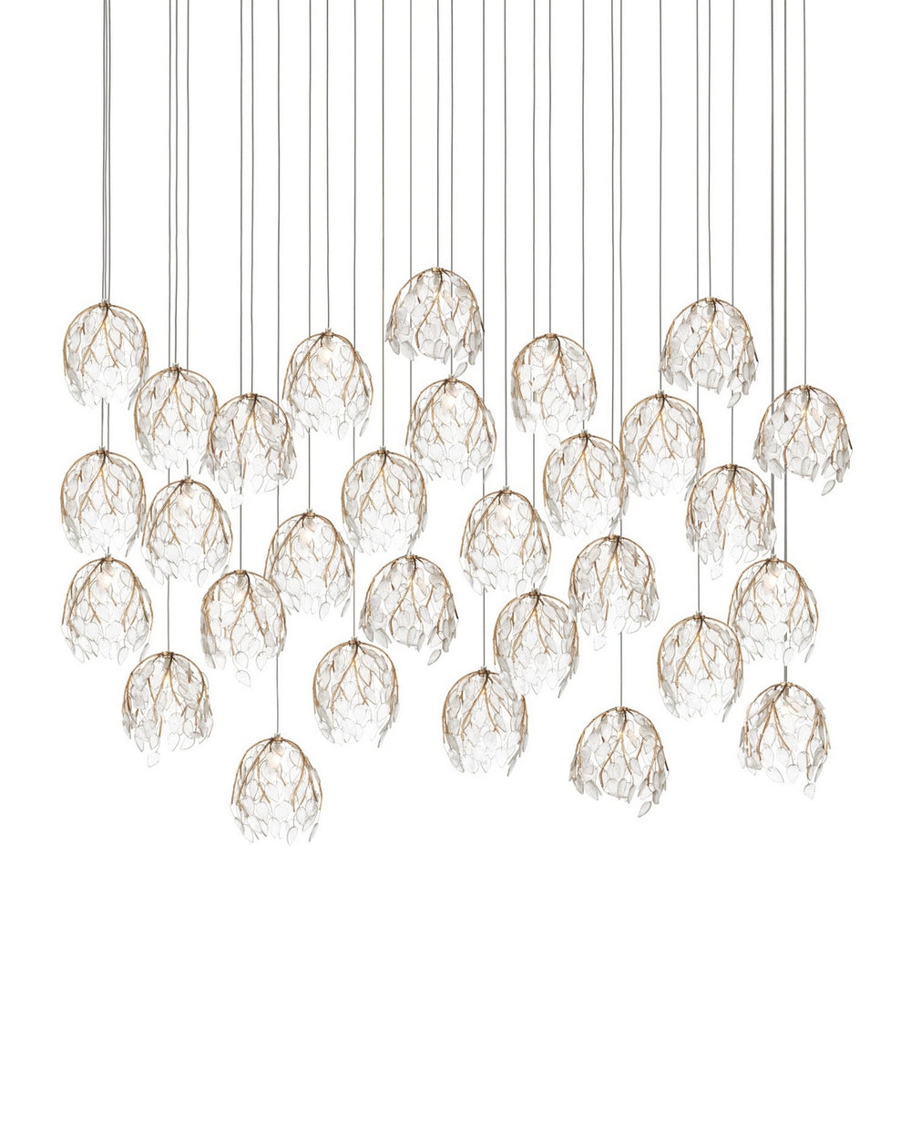 Currey and Company - 30 Light Pendant - Banyan - Antique Brass/Clear/Silver- Union Lighting Luminaires Decor