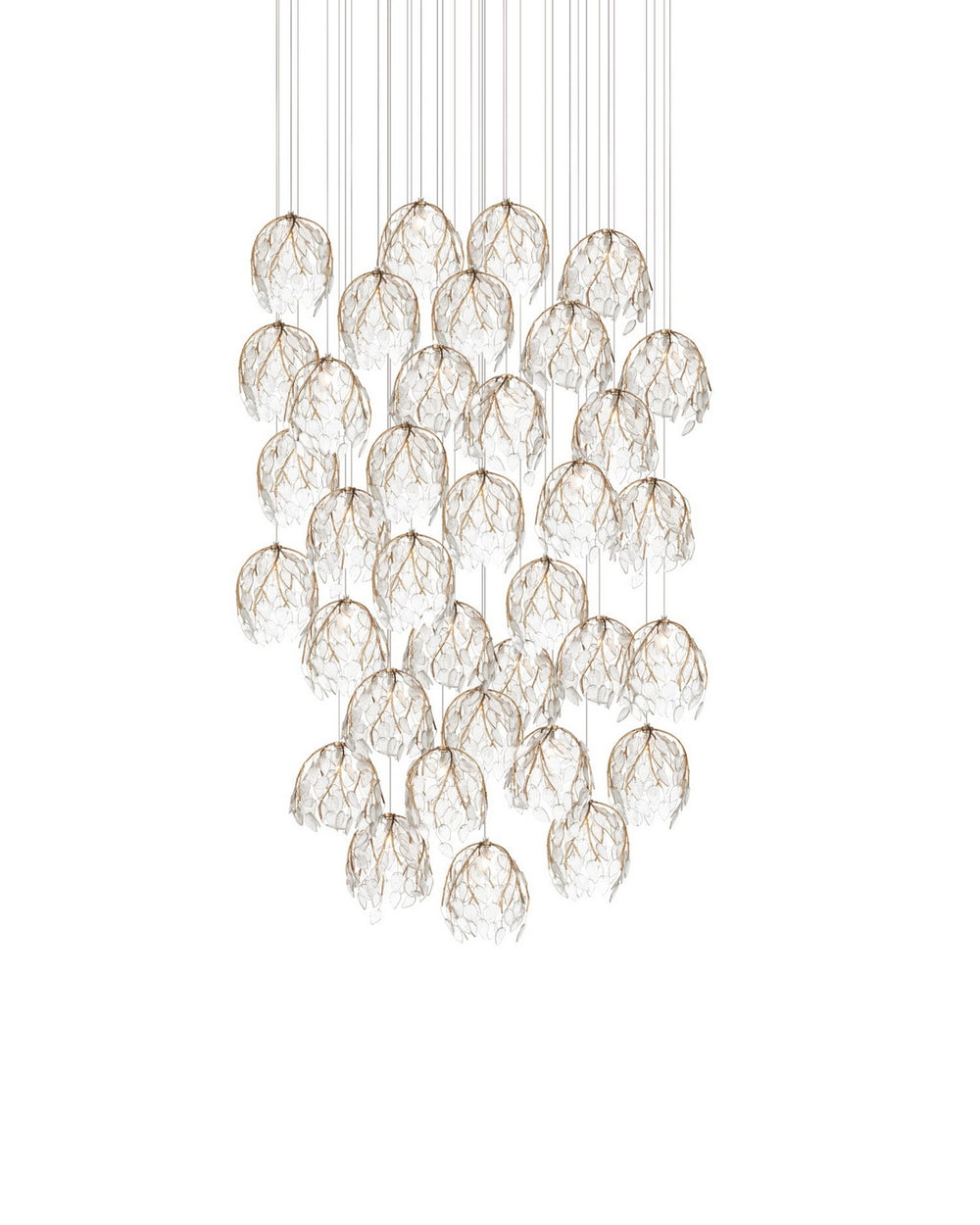 Currey and Company - 36 Light Pendant - Banyan - Antique Brass/Clear/Silver- Union Lighting Luminaires Decor