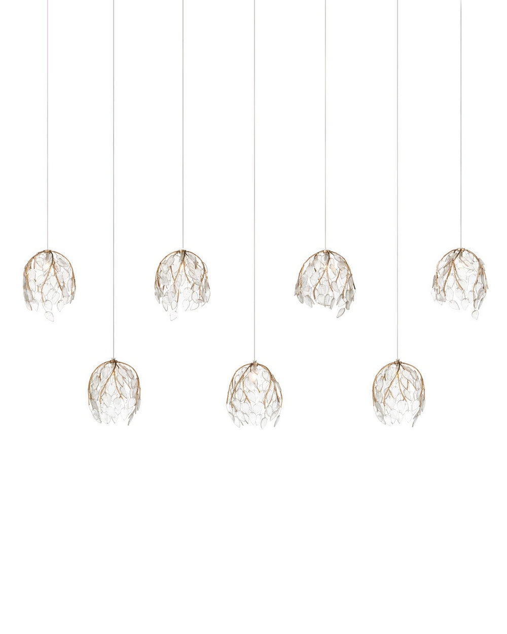 Currey and Company - Seven Light Pendant - Banyan - Antique Brass/Clear/Silver- Union Lighting Luminaires Decor
