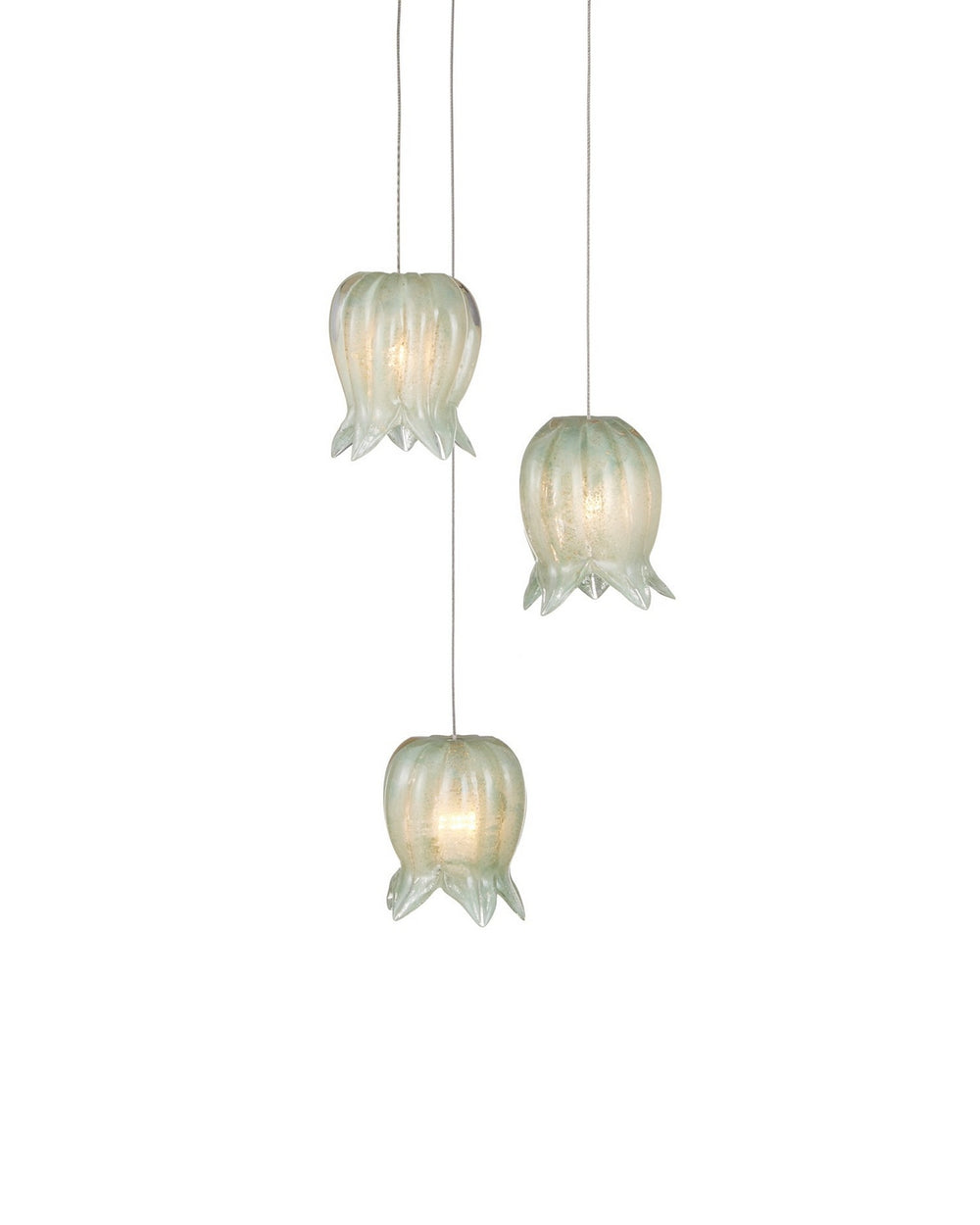 Currey and Company - Three Light Pendant - Polpo - Green/Silver- Union Lighting Luminaires Decor