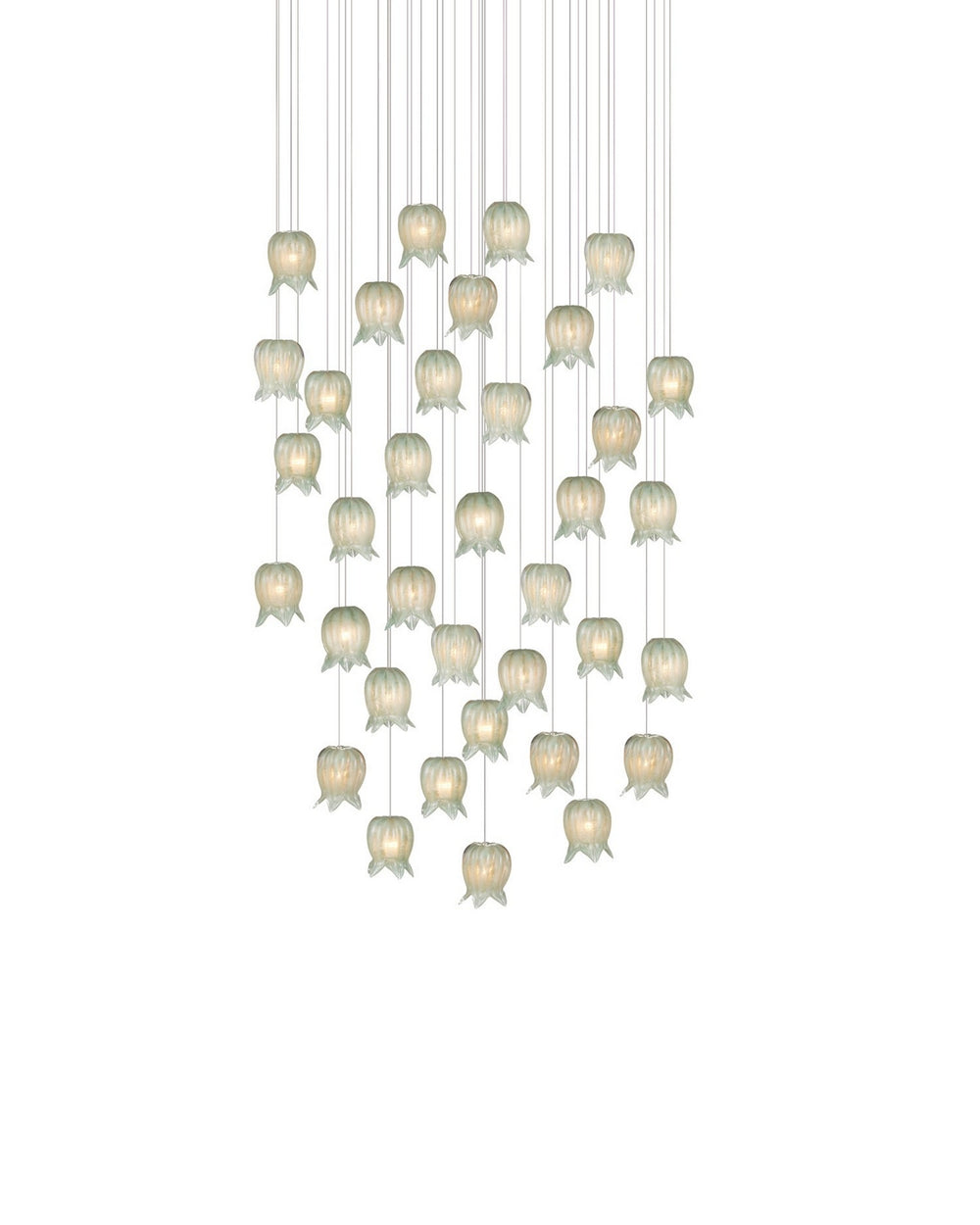 Currey and Company - 36 Light Pendant - Polpo - Green/Silver- Union Lighting Luminaires Decor