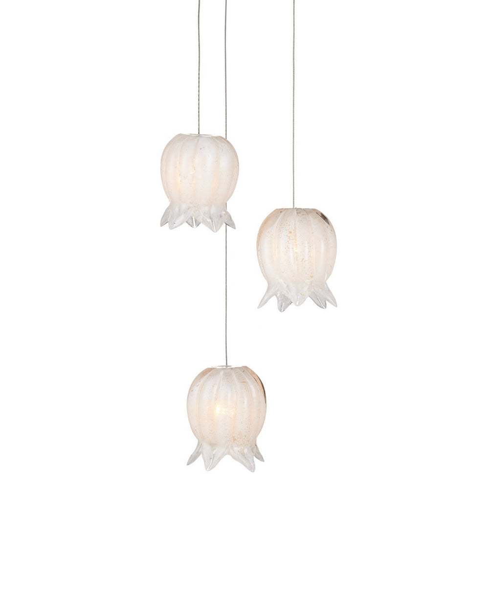 Currey and Company - Three Light Pendant - Polpo - White/Silver- Union Lighting Luminaires Decor