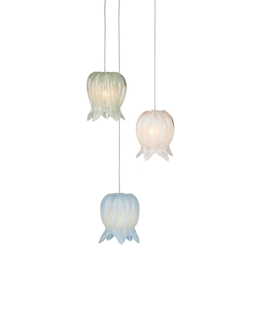 Currey and Company - Three Light Pendant - Polpo - Blue/Green/White/Silver- Union Lighting Luminaires Decor