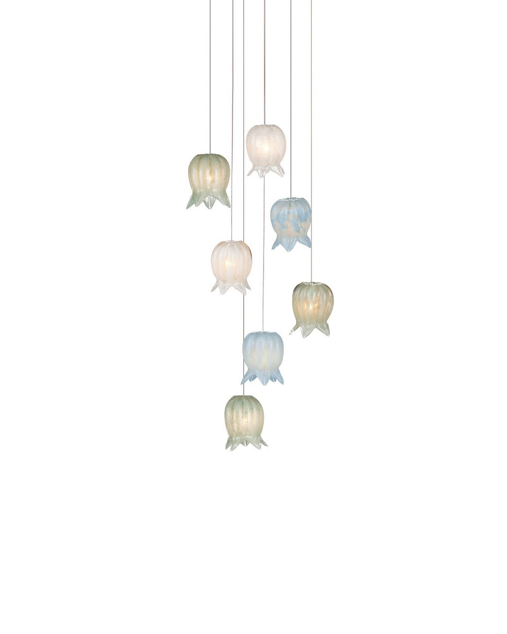 Currey and Company - Seven Light Pendant - Polpo - Blue/Green/White/Silver- Union Lighting Luminaires Decor