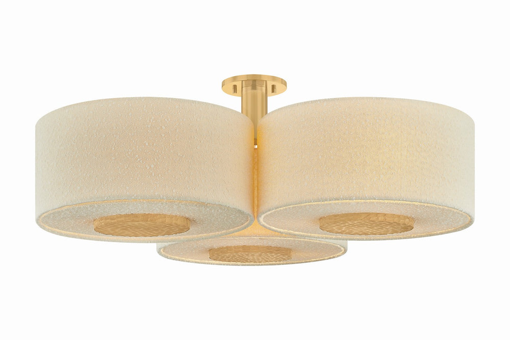 Mitzi Canada - Nine Light Flush Mount - Miller - Aged Brass- Union Lighting Luminaires Decor