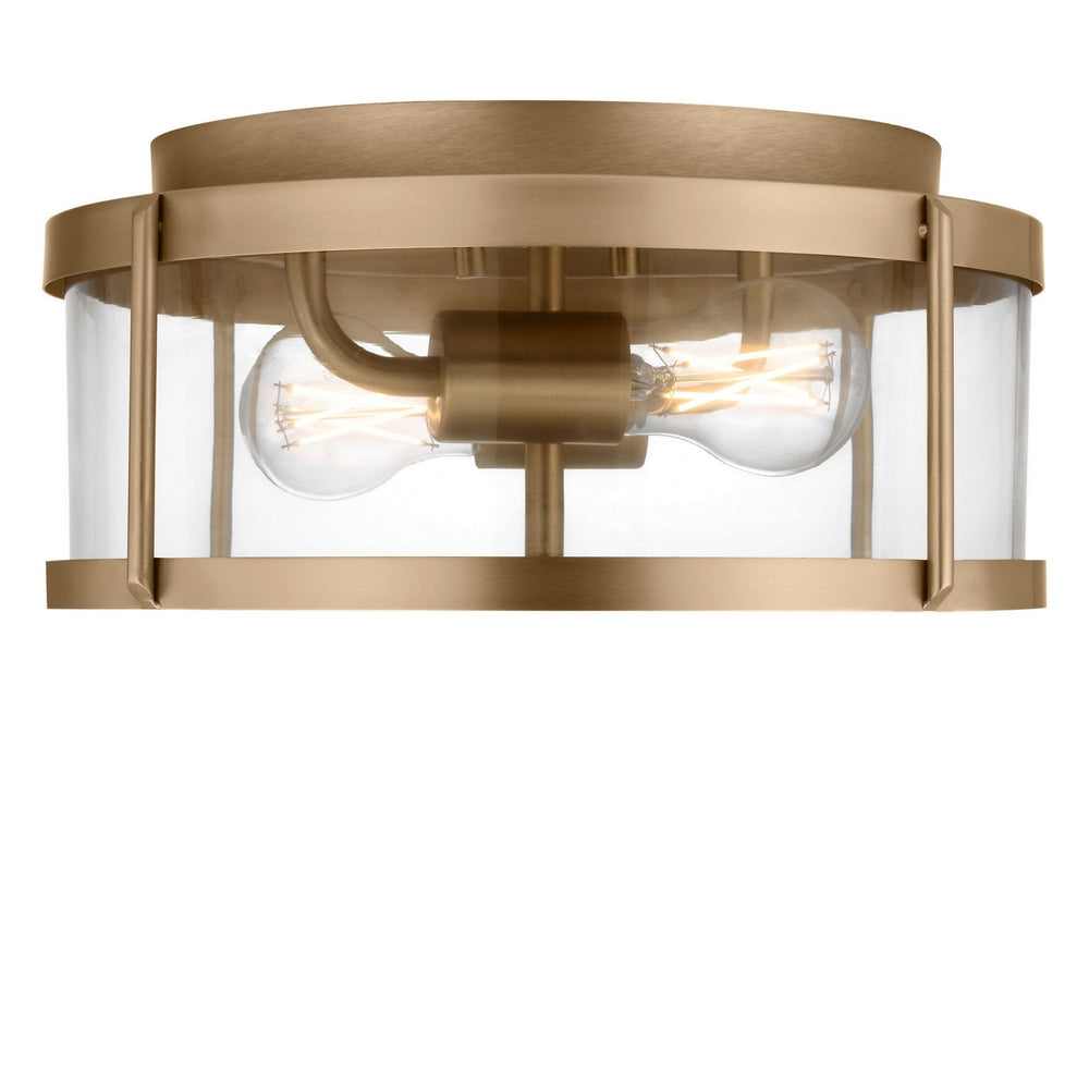 Generation Lighting Canada - Two Light Flush Mount - Lumra - Satin Brass- Union Lighting Luminaires Decor
