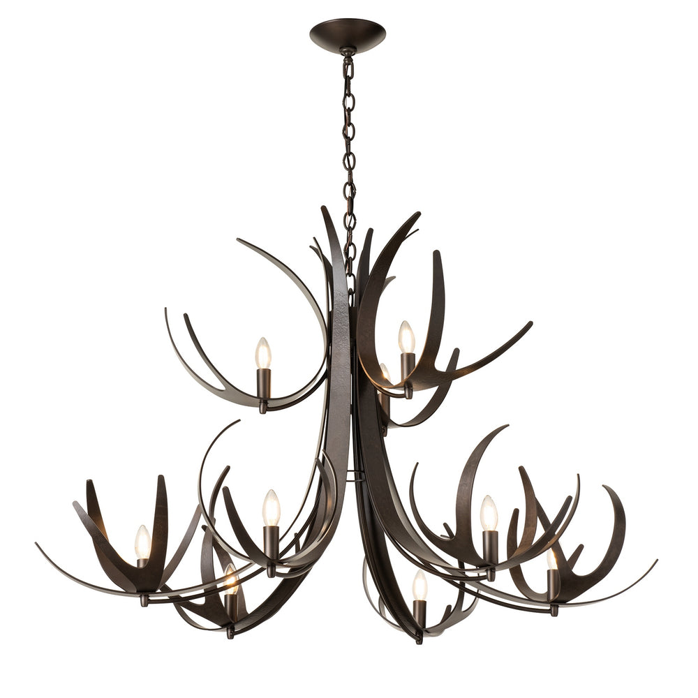Hubbardton Forge - Caribou 9-Light Tiered Chandelier - Caribou - Dark Smoke- Union Lighting Luminaires Decor