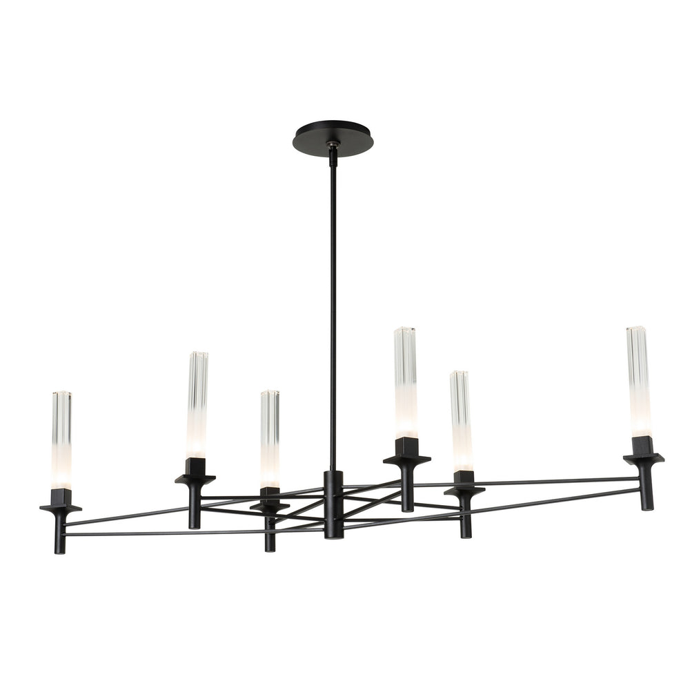 Hubbardton Forge - Truss 6-Arm Linear Chandelier - Truss - Black- Union Lighting Luminaires Decor
