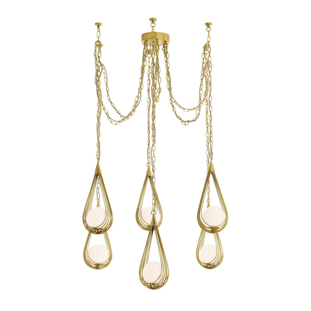 Arteriors - Six Light Chandelier - Ova - Antique Brass/Opal- Union Lighting Luminaires Decor