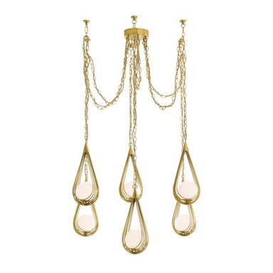 Arteriors - Six Light Chandelier - Ova - Antique Brass/Opal- Union Lighting Luminaires Decor