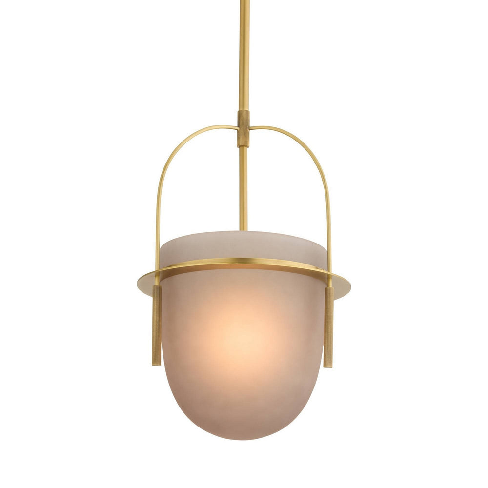 Arteriors - One Light Pendant - Kathleen - Frosted Smoke/Antique Brass- Union Lighting Luminaires Decor