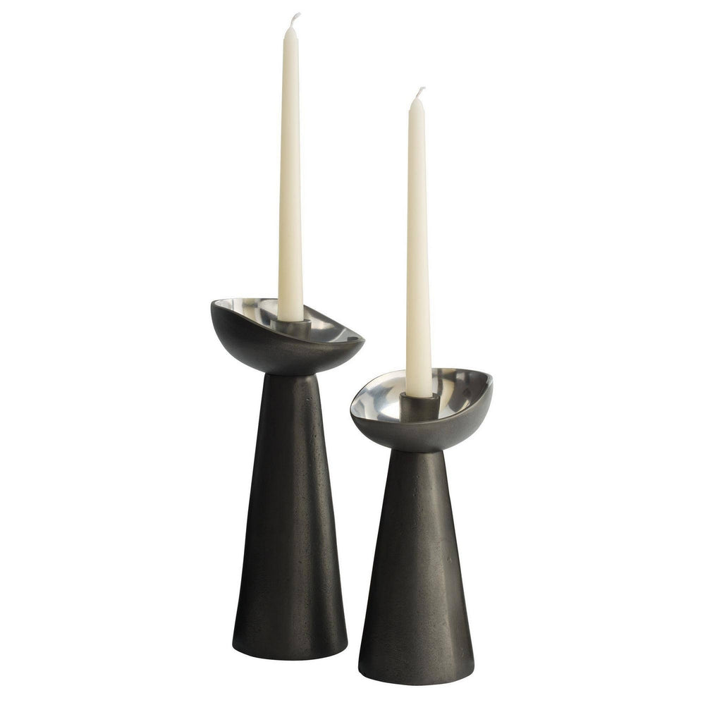 Arteriors - Candle Holders, Set of 2 - Argemone - Blackened/Polished Silver- Union Lighting Luminaires Decor