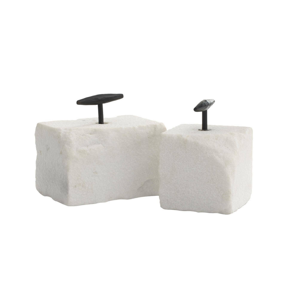 Arteriors - Bookends, Set of 2 - Pedra - White/Blackened Iron- Union Lighting Luminaires Decor
