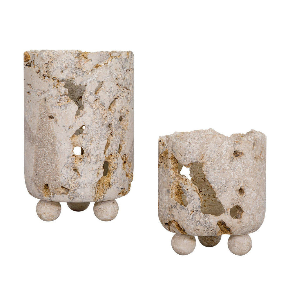 Uttermost - Candleholders, S/2 - Quarried Stone - Natural- Union Lighting Luminaires Decor