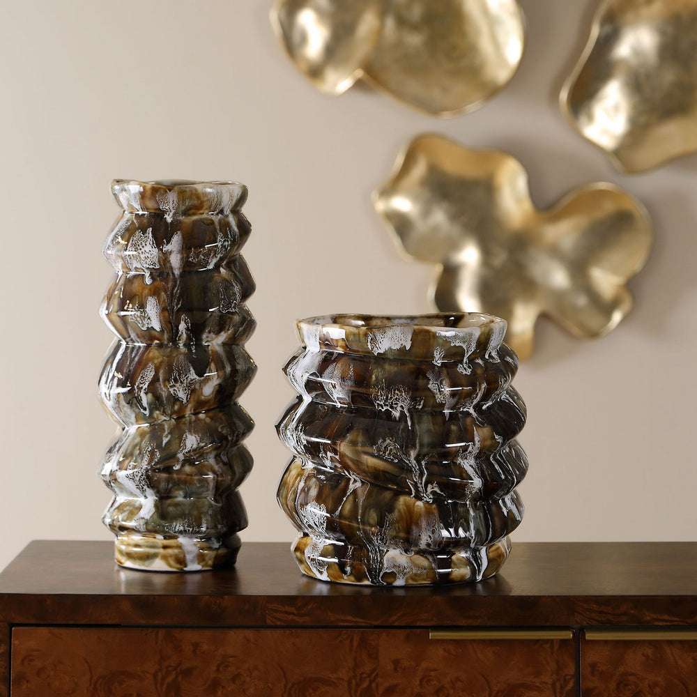 Uttermost - Vases, S/2 - Cuoco - Browns, Creams, And Deep Char Tones- Union Lighting Luminaires Decor