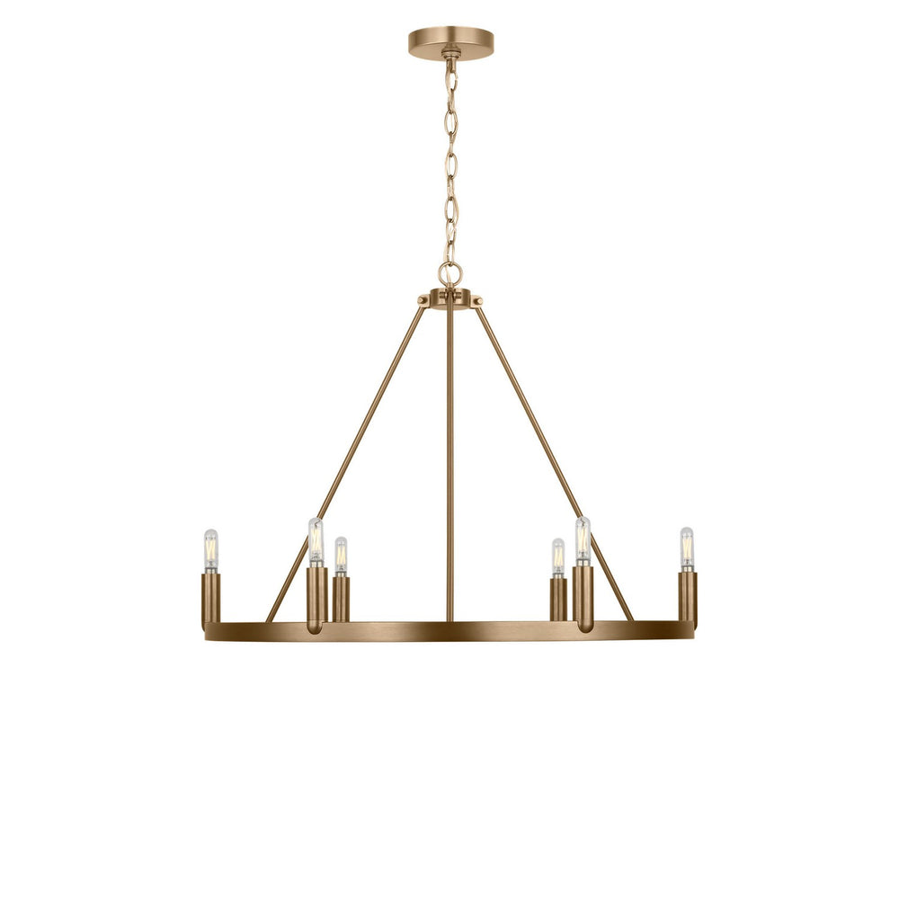 Generation Lighting Canada - Six Light Chandelier - Mirla - Satin Brass- Union Lighting Luminaires Decor