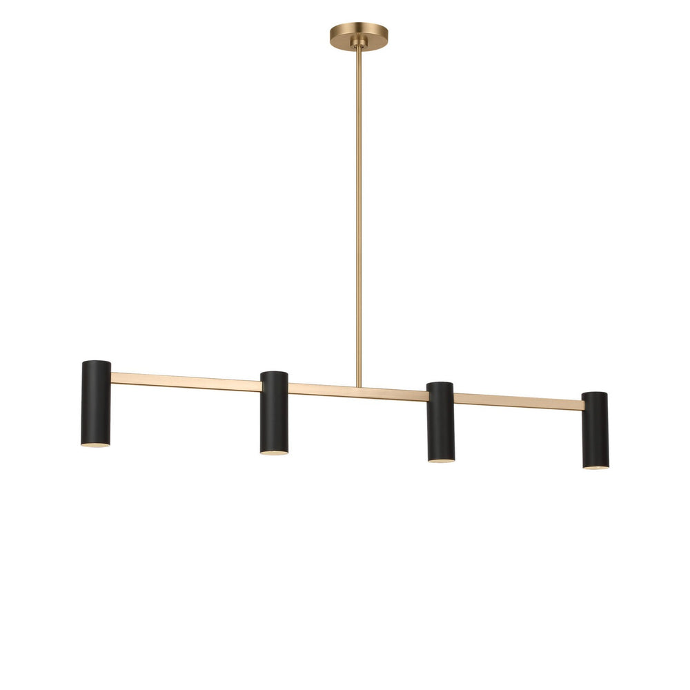 Generation Lighting Canada - Four Light Linear Chandelier - Zentro - Satin Brass- Union Lighting Luminaires Decor