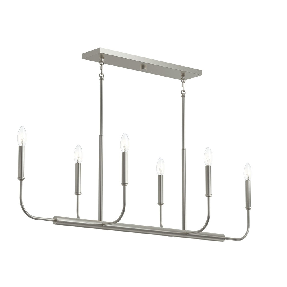 Progress Canada - Six Light Linear Chandelier - Reines - Brushed Nickel- Union Lighting Luminaires Decor