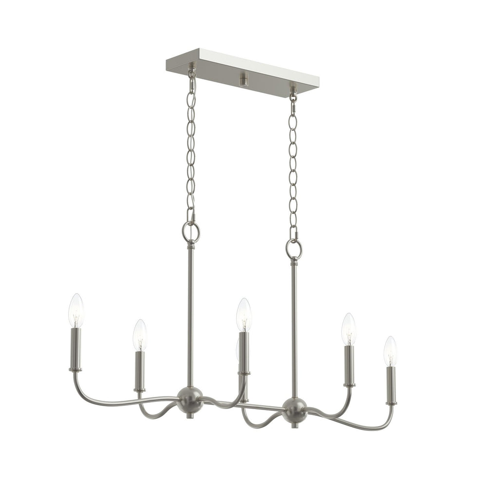 Progress Canada - Six Light Linear Chandelier - Ilia - Brushed Nickel- Union Lighting Luminaires Decor