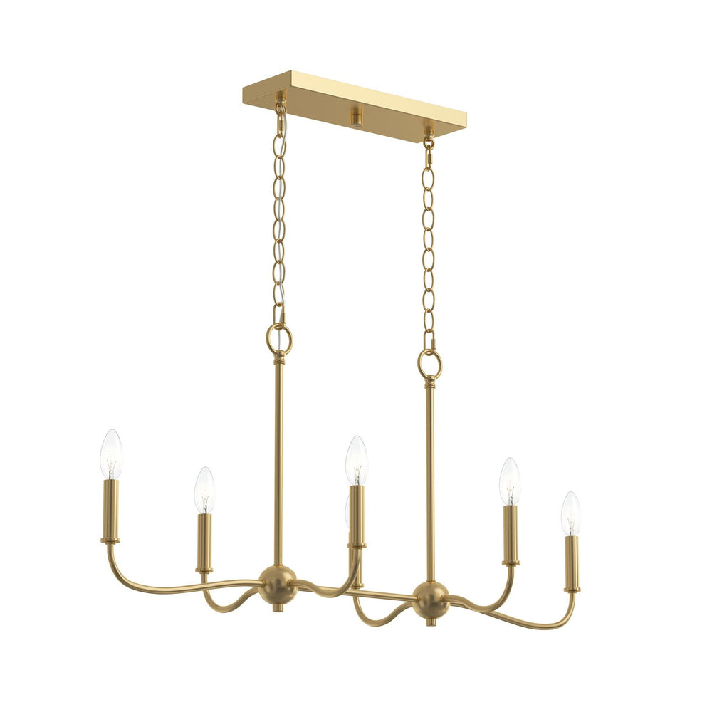 Progress Canada - Six Light Linear Chandelier - Ilia - Brushed Gold- Union Lighting Luminaires Decor