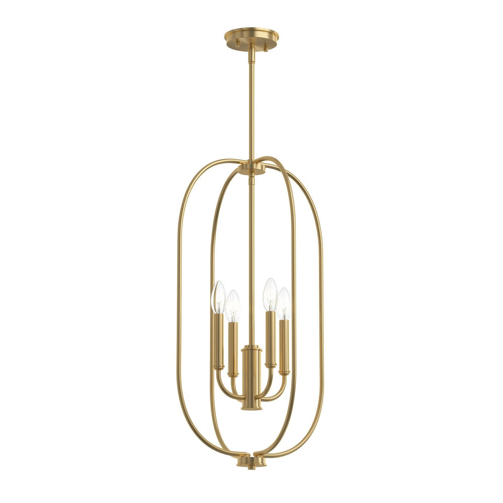 Progress Canada - Four Light Foyer Pendant - Reines - Brushed Gold- Union Lighting Luminaires Decor