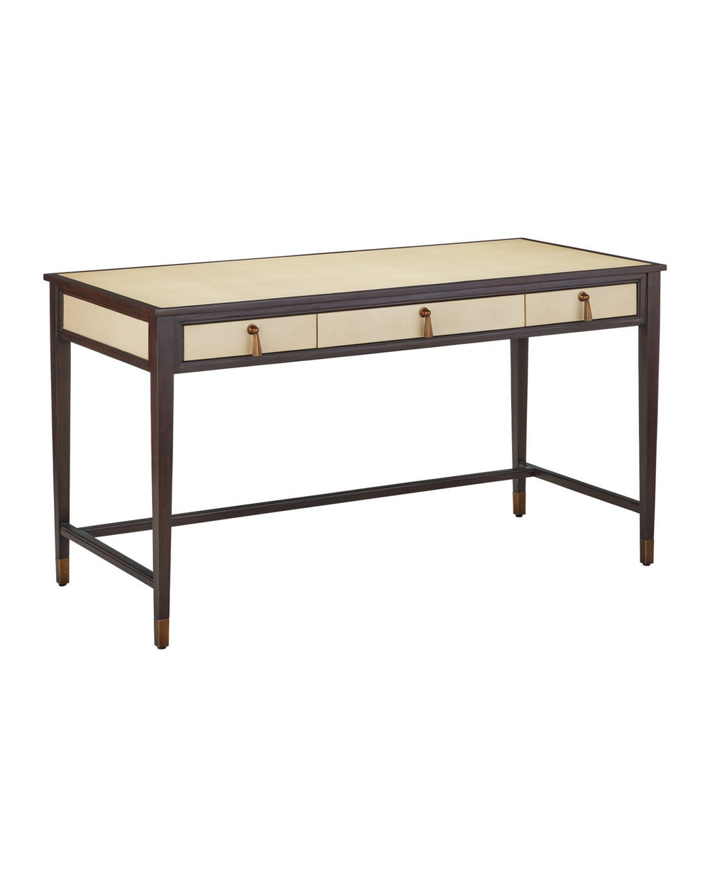 Currey and Company - Writing Desk - Evie - Ivory / Dark Walnut / Brass- Union Lighting Luminaires Decor