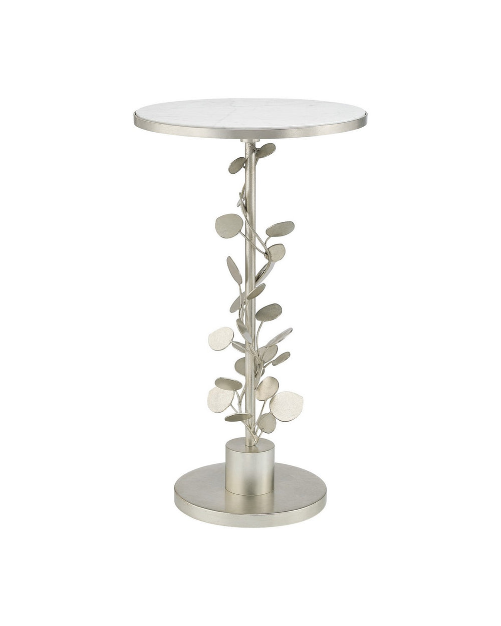Currey and Company - Accent Table - Lunaria - Antique Silver Leaf / Natural- Union Lighting Luminaires Decor