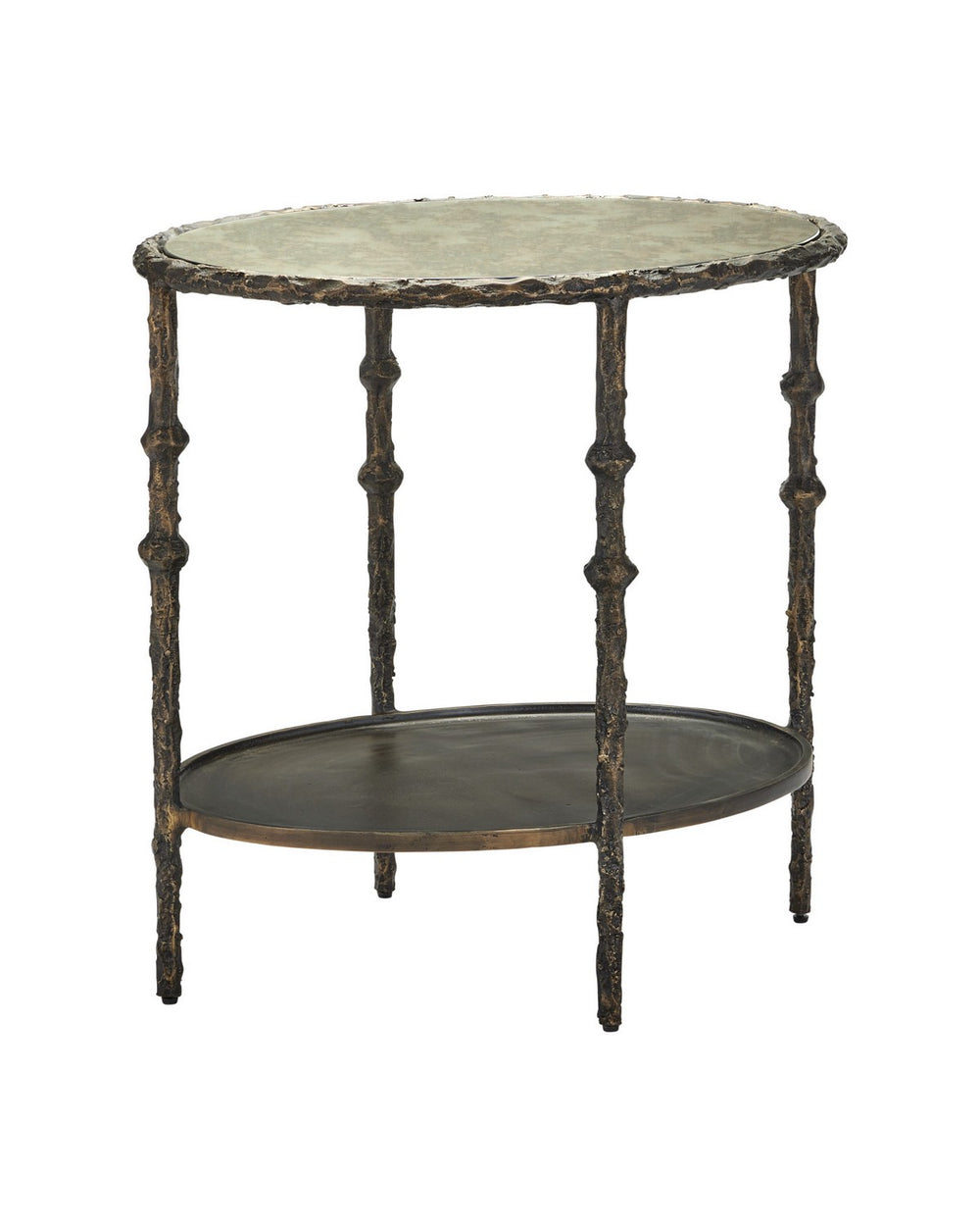 Currey and Company - Side Table - Spalzato - Aged Brass / Antique Glass- Union Lighting Luminaires Decor
