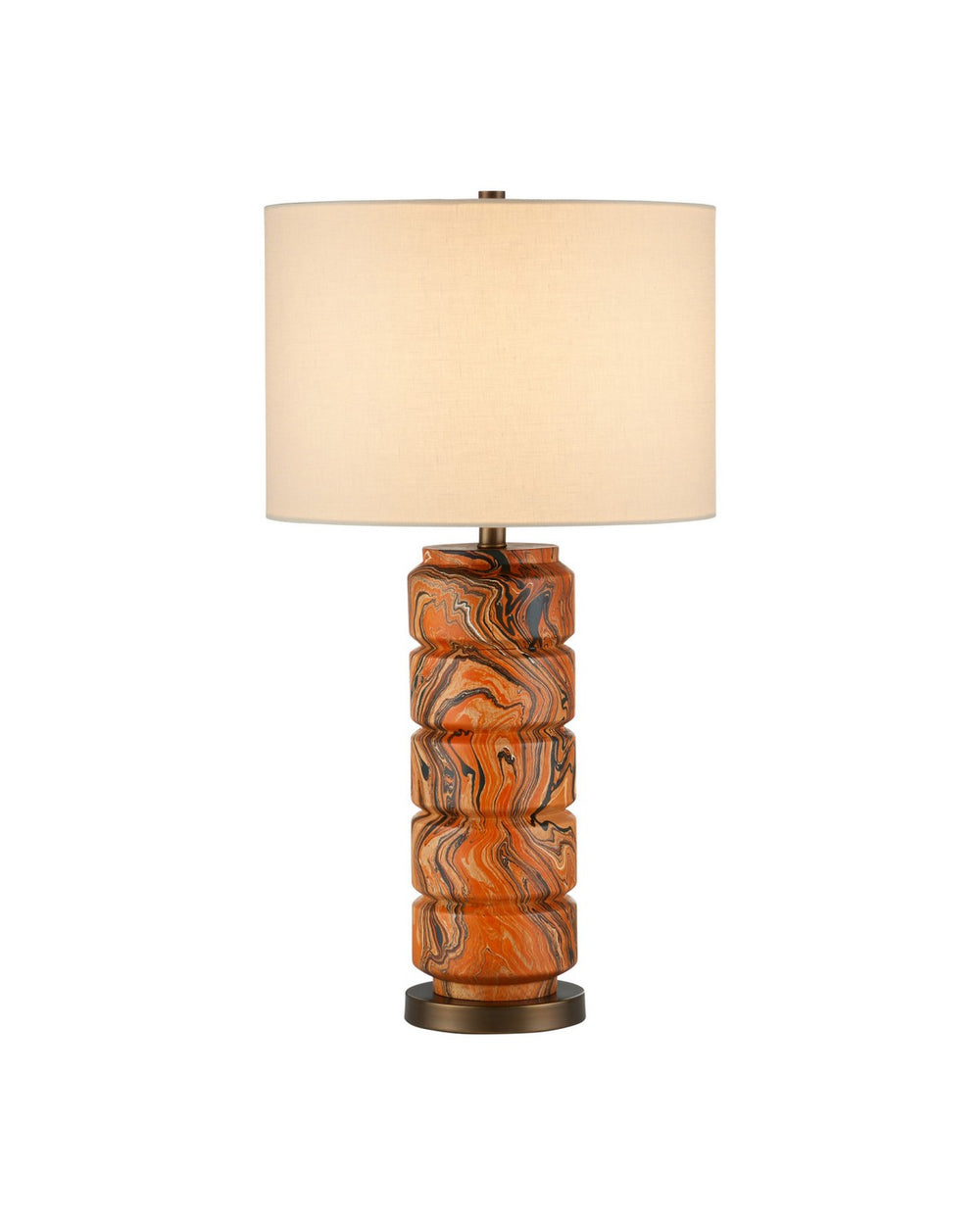 Currey and Company - One Light Table Lamp - Crantock - Marbelized Orange- Union Lighting Luminaires Decor