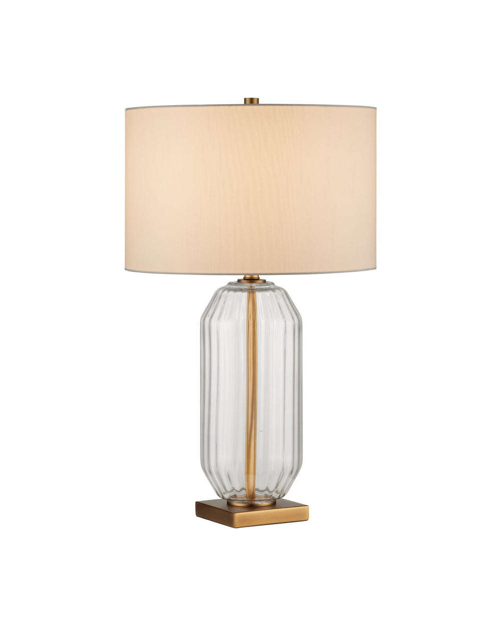 Currey and Company - One Light Table Lamp - Entasis - Clear / Aged Brass- Union Lighting Luminaires Decor