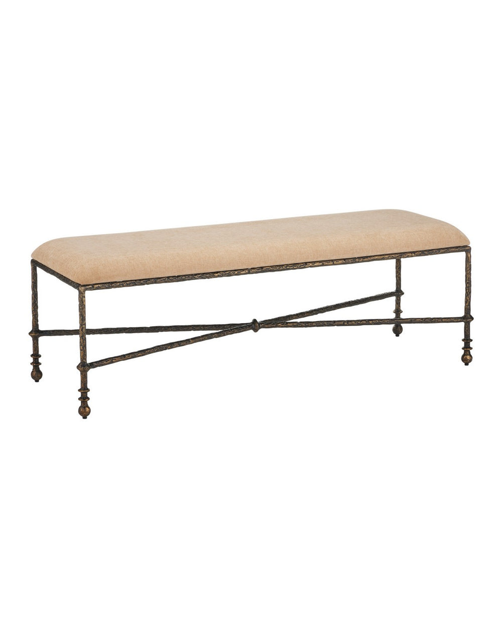 Currey and Company - Bench - Fuso - Dark Beige / Antique Bronze- Union Lighting Luminaires Decor