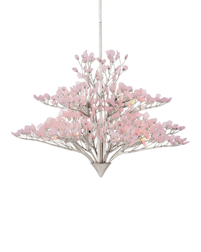 Currey and Company - 12 Light Chandelier - Fiorella - Pink / Contemporary Silver Leaf- Union Lighting Luminaires Decor