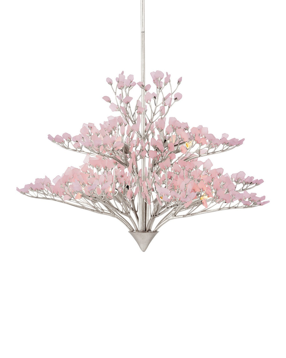 Currey and Company - 12 Light Chandelier - Fiorella - Pink / Contemporary Silver Leaf- Union Lighting Luminaires Decor