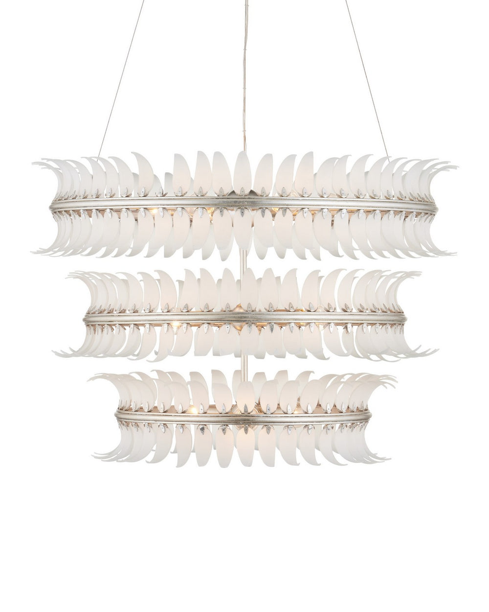 Currey and Company - 12 Light Chandelier - Capheira - Frosted / Contemporary Silver Leaf / Contemporary Silver- Union Lighting Luminaires Decor