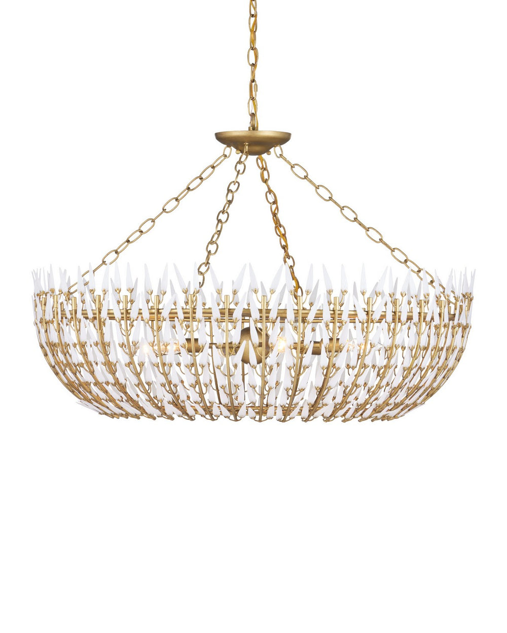 Currey and Company - Six Light Chandelier - Magnum Opus - White / Brass- Union Lighting Luminaires Decor