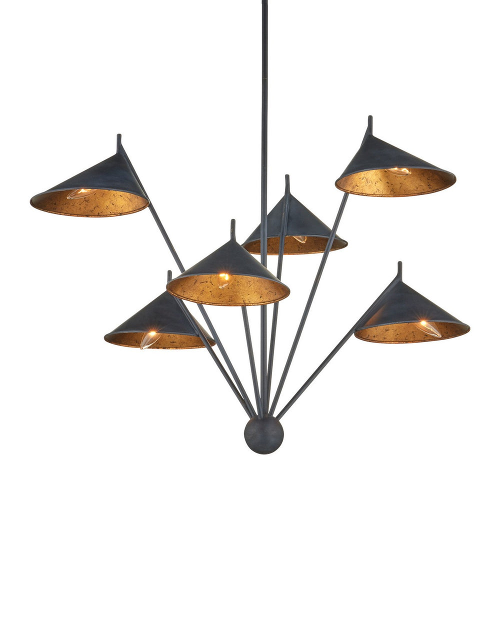 Currey and Company - Six Light Chandelier - Serpa - French Black / Gold Leaf- Union Lighting Luminaires Decor