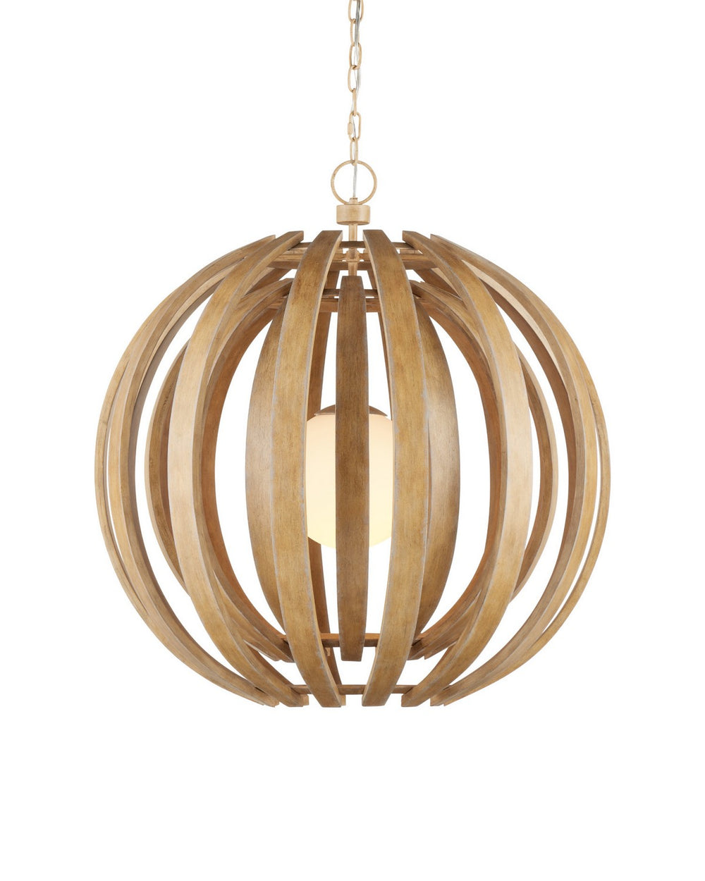 Currey and Company - One Light Chandelier - Dryad - Natural Ash / Frosted White- Union Lighting Luminaires Decor