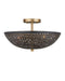 Currey and Company - Three Light Semi-Flush Mount - Jali - Black / Brass Antique- Union Lighting Luminaires Decor