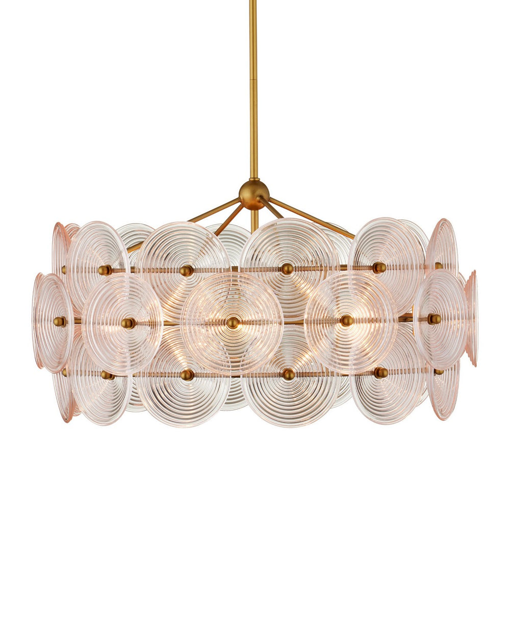 Currey and Company - Six Light Chandelier - Whirlwind - Pale Pink / Brass- Union Lighting Luminaires Decor