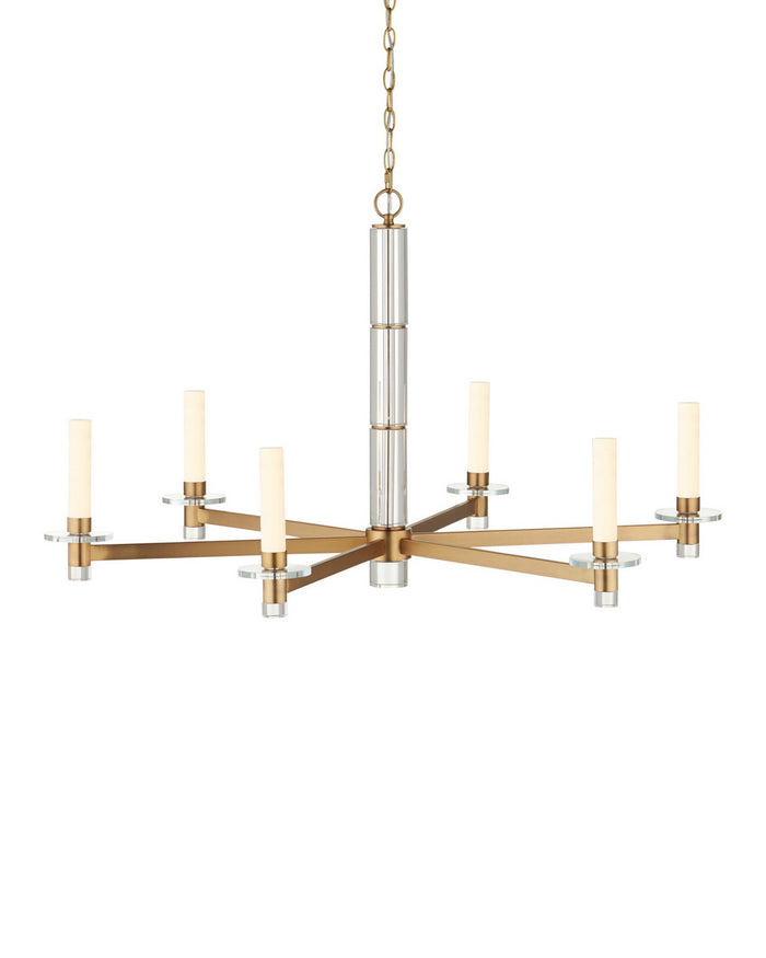 Currey and Company - LED Chandelier - Marcelo - Clear / Antique Brass / White- Union Lighting Luminaires Decor