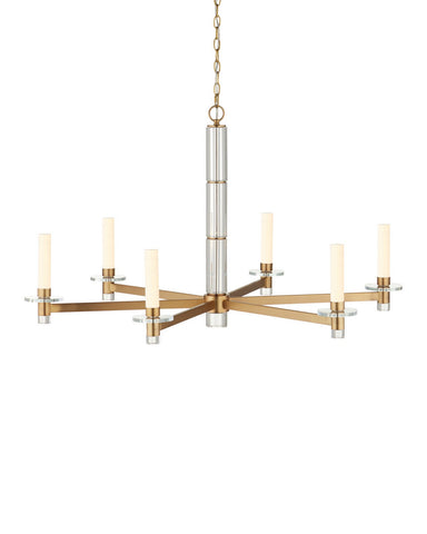 Currey and Company - LED Chandelier - Marcelo - Clear / Antique Brass / White- Union Lighting Luminaires Decor