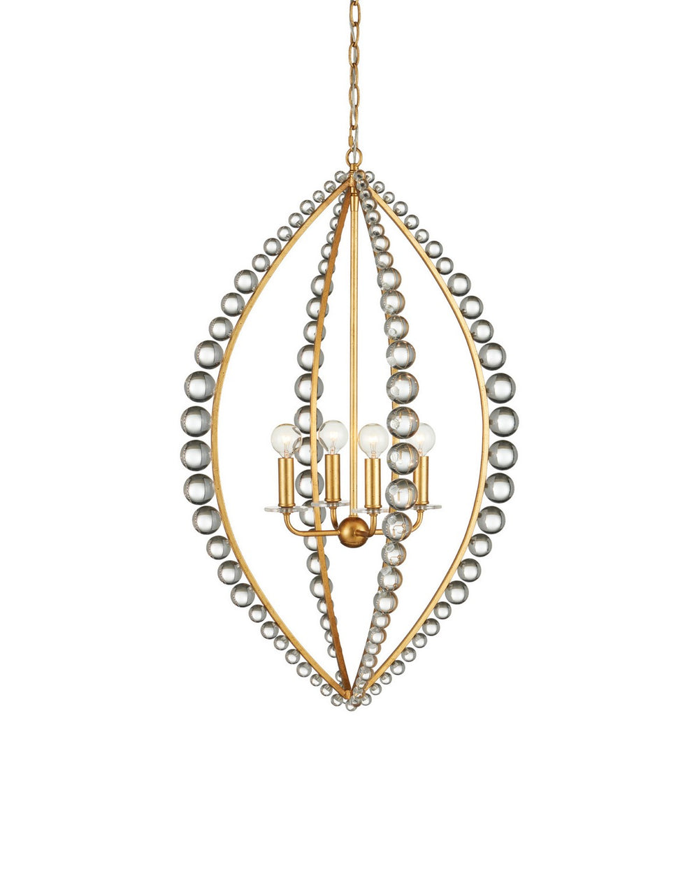 Currey and Company - Four Light Chandelier - Amadora - Clear / Antique Gold Leaf- Union Lighting Luminaires Decor