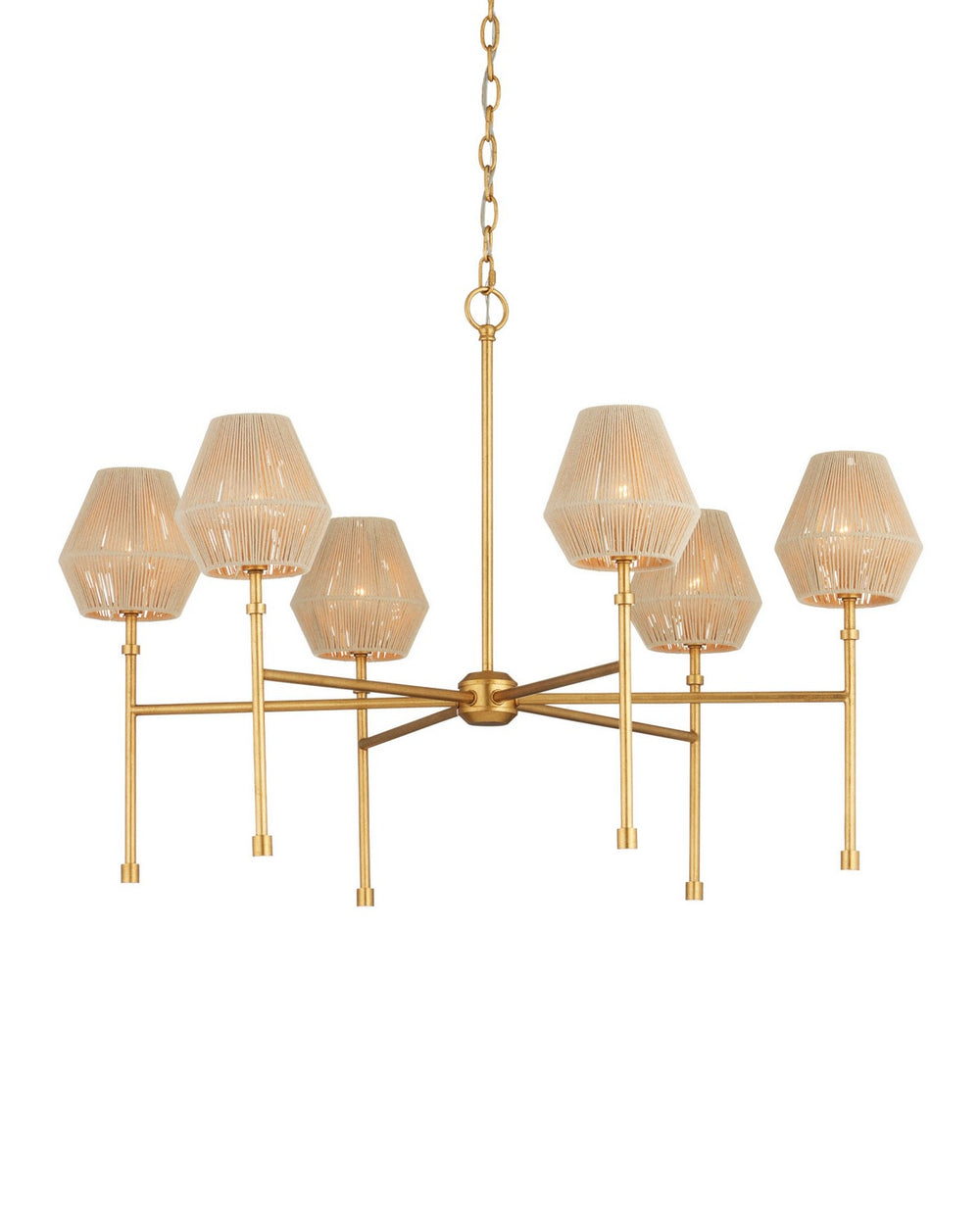 Currey and Company - LED Chandelier - Francie - Antique Gold Leaf / Natural- Union Lighting Luminaires Decor