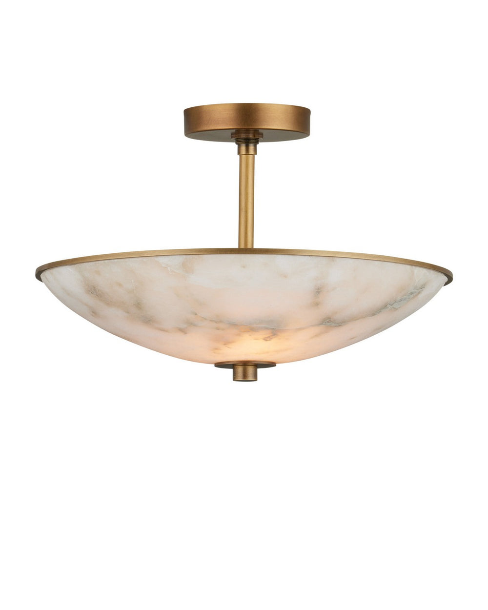 Currey and Company - Two Light Semi-Flush Mount - Volterra - Natural / Antique Brass- Union Lighting Luminaires Decor