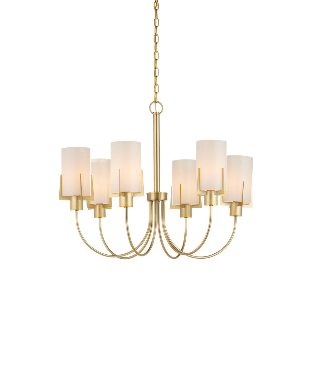 Currey and Company - Six Light Chandelier - Macklin - Brass / White- Union Lighting Luminaires Decor