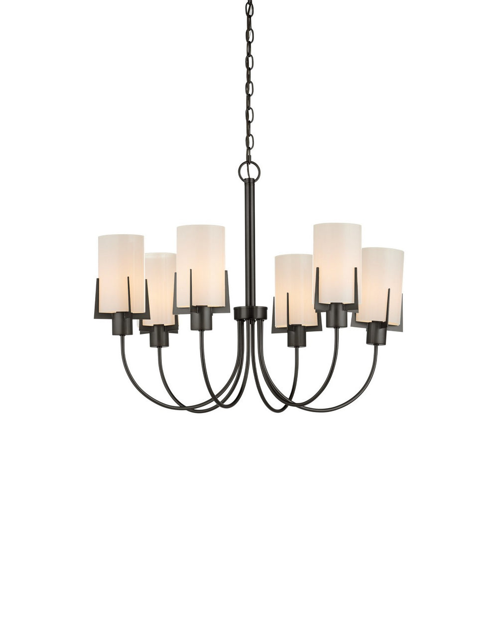 Currey and Company - Six Light Chandelier - Macklin - Oil Rubbed Bronze / White- Union Lighting Luminaires Decor