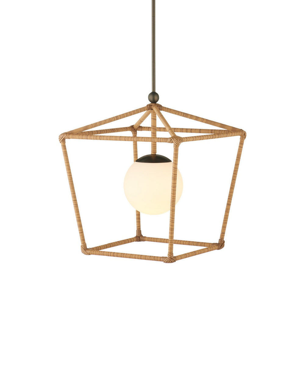 Currey and Company - One Light Outdoor Lantern - Denison - Natural / Bronze / Frosted White- Union Lighting Luminaires Decor