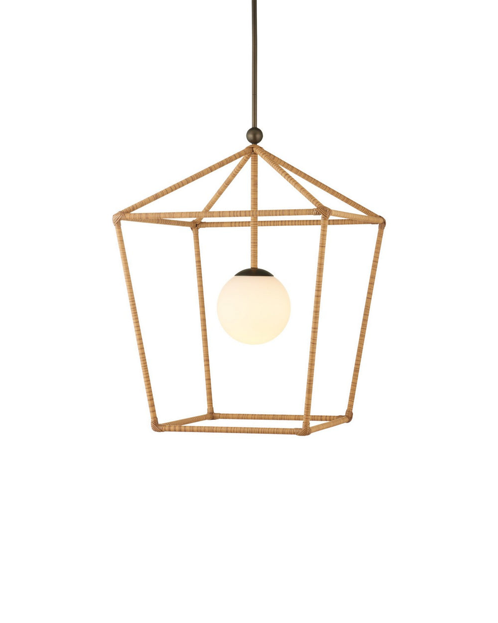 Currey and Company - One Light Outdoor Lantern - Denison - Natural / Bronze / Frosted White- Union Lighting Luminaires Decor