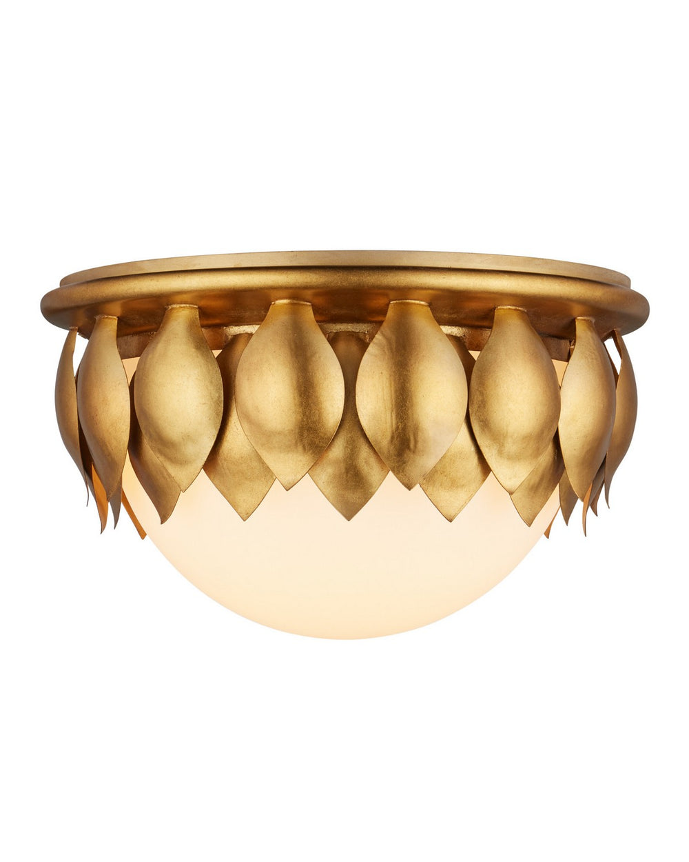 Currey and Company - LED Flush Mount - Paestum - Antique Gold Leaf / Antique Gold / Sugar White- Union Lighting Luminaires Decor